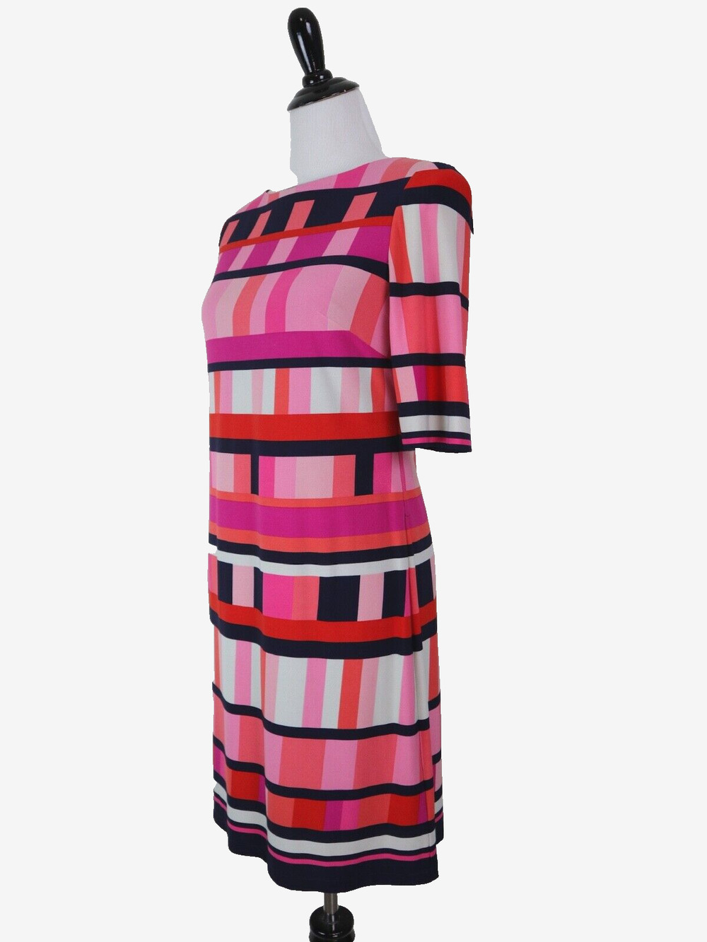 Eliza J Size 6 Geometric Abstract Sheath Dress Multicolor Pink Black